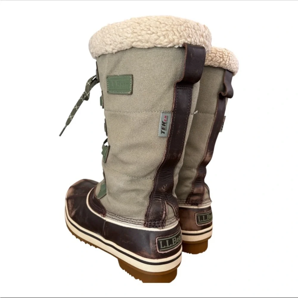 L.L. Bean Rangeley Insulated Pac Ankle Boots in Grayish Green & Brown